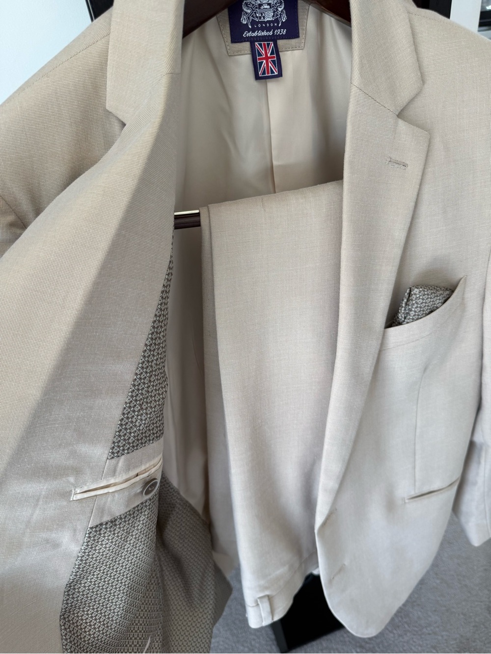 Light Beige Men's Suit Jacket - pants Classic Two-Button Blazer